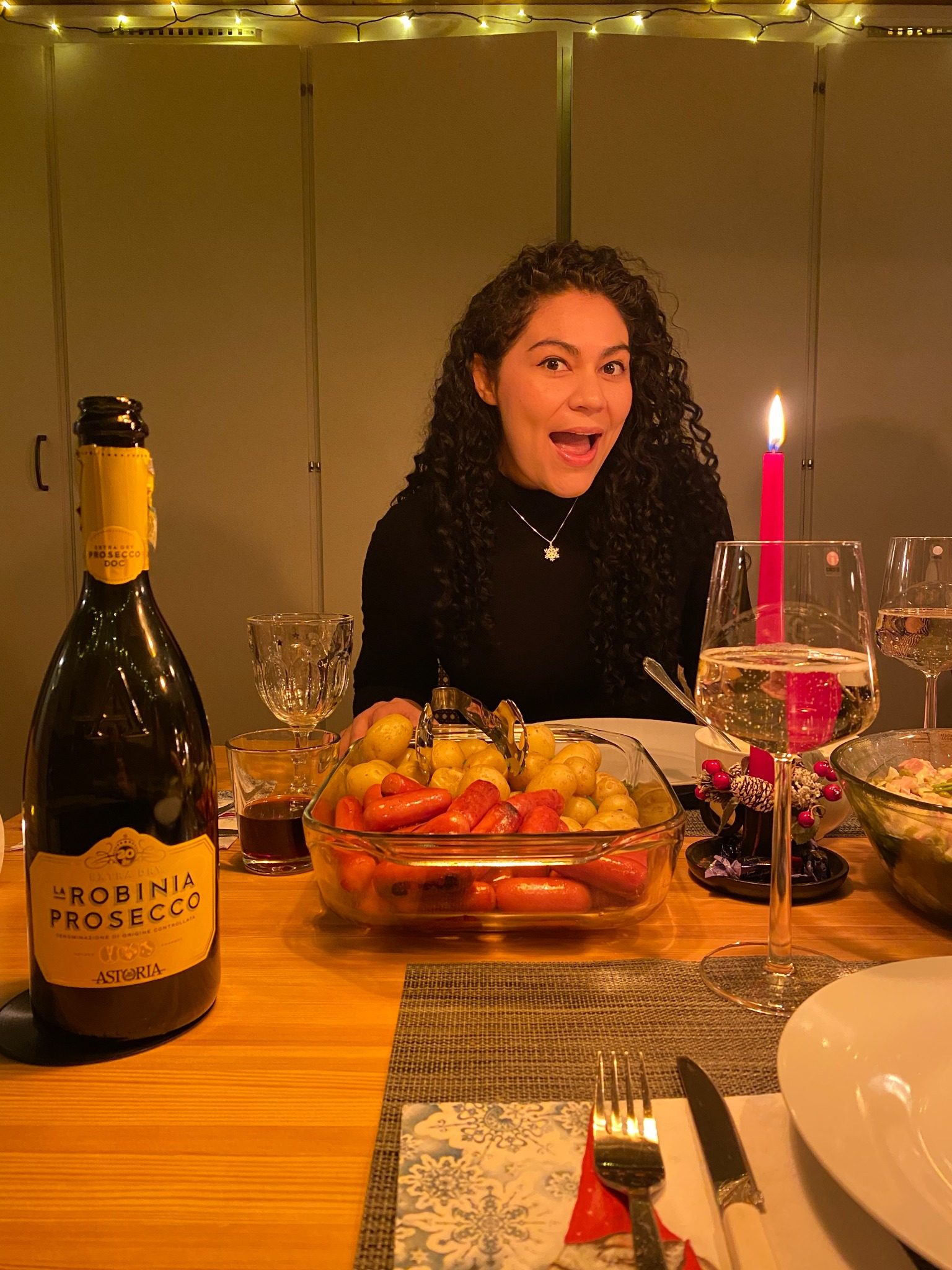 Corina at a holiday dinner